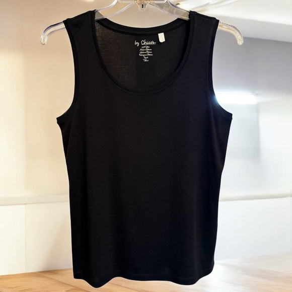Chico's Tops - Chico's Scoop Neck Tank Top Classic Black Women's Size 2 Cotton